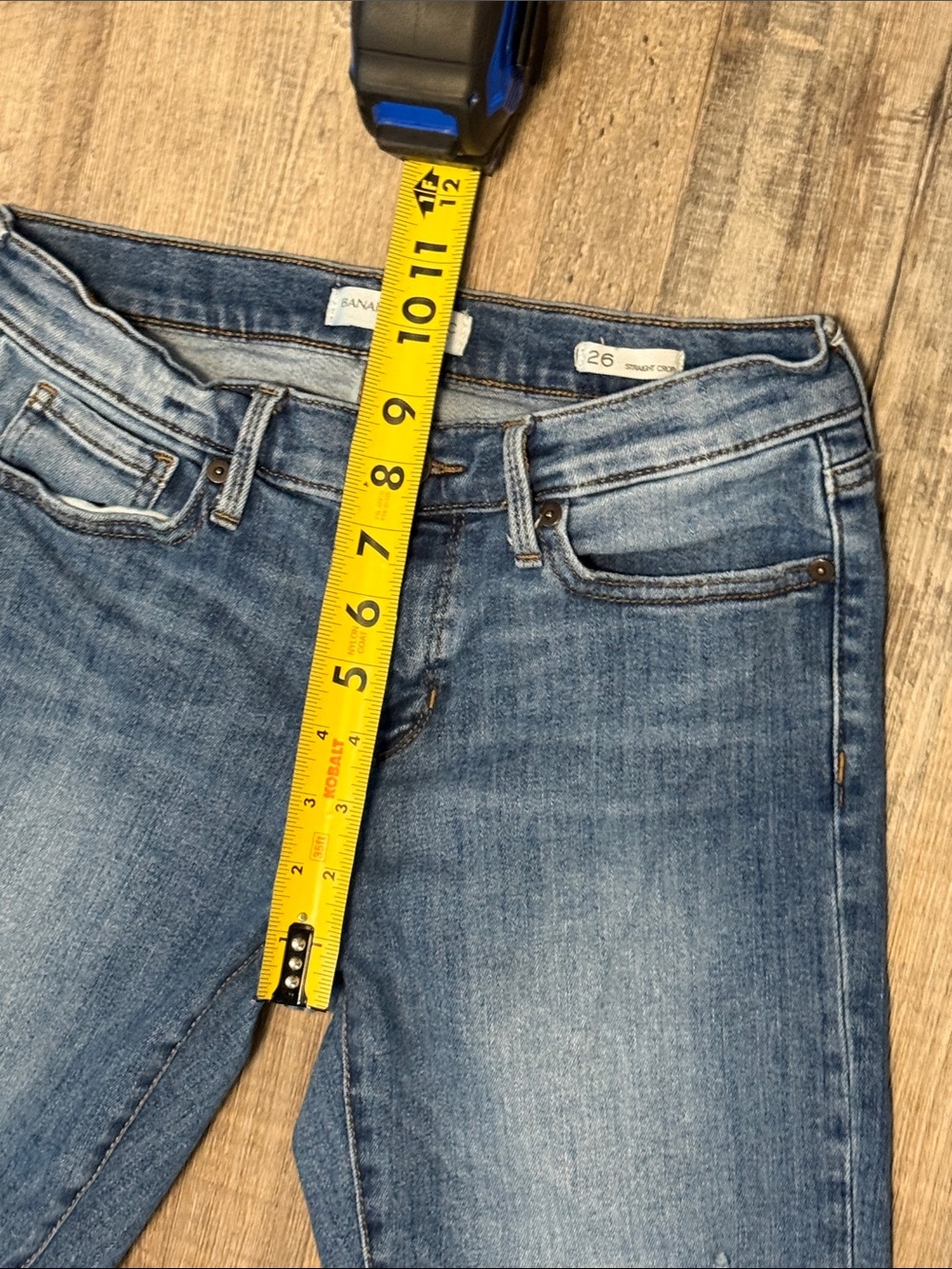 Banana Republic Women's Straight Cropped Frayed Hem Blue Denim Jeans Size 26 - Picture 5 of 5
